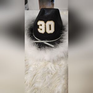 Black and White Fur Hat with Number Detail